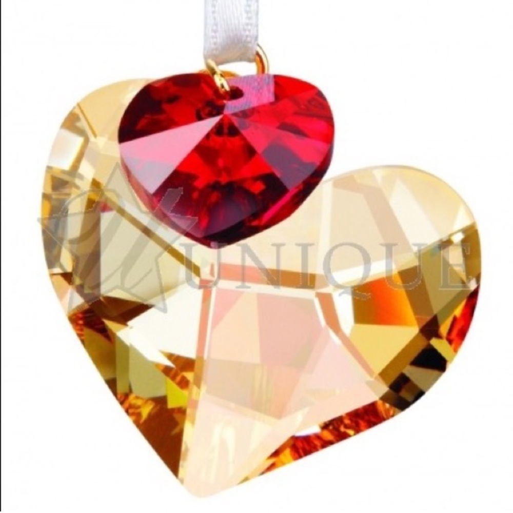 Swarovski Crystal Figurine “Festive Hearts” Ornament Necklace New in Box 1001567